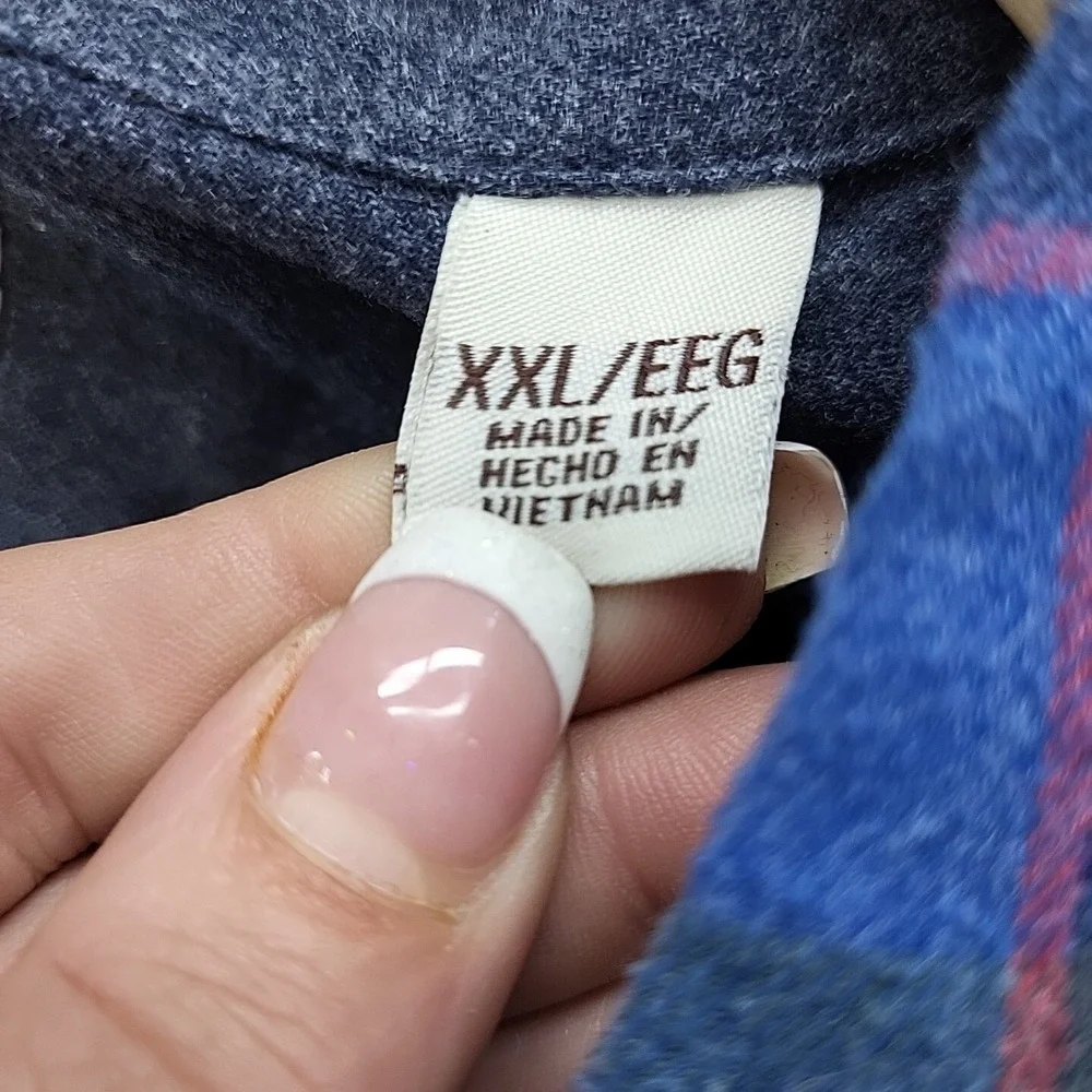 Weatherproof Vintage Flannel Shirt Mens XXL Blue Gray‎ Plaid Button Front